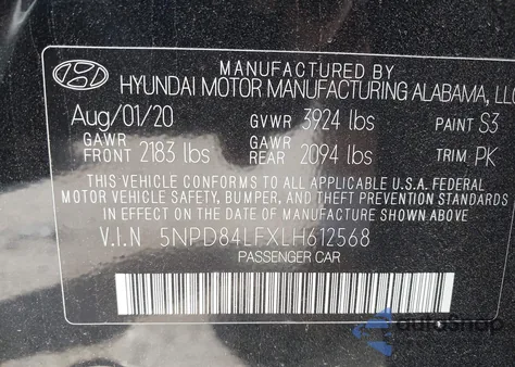 2020 Hyundai Elantra Value Edition from USA, damaged, VIN 5NPD84LFXLH612568